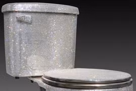 Ngỡ ngàng ngắm chiếc bồn cầu được đính 72 nghìn viên pha-lê