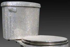 Ngỡ ngàng ngắm chiếc bồn cầu được đính 72 nghìn viên pha-lê