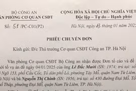 Đơn của công dân phường Đại Mỗ đã được chuyển đến quận Nam Từ Liêm để giải quyết