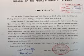 Đại sứ quán Trung Quốc gửi thư cảm ơn Phòng Cảnh sát giao thông Công an Hà Nội