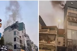 Phong toả nhiều tuyến đường vì đám cháy trên phố Bạch Mai