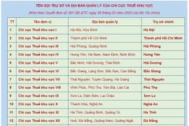 Tổ chức lại 20 Chi cục Thuế thành 34 Thuế Nhà nước tỉnh, thành phố trực thuộc trung ương