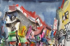 Tranh màu nước về Đảo quốc Sư tử