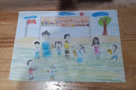 Cô học trò lớp 4 vẽ tranh tri ân thầy cô giáo nhân ngày 20-11