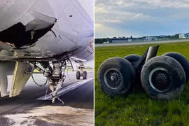 Khoảnh khắc càng đáp bị gãy khi máy bay Boeing 747 hạ cánh khẩn cấp 