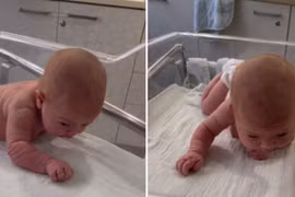Người mẹ kinh ngạc khi thấy con gái biết bò lúc mới 3 ngày tuổi