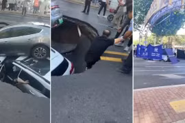 ‘Hố tử thần’ bất ngờ xuất hiện trên đường tại Trung Quốc