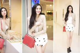 Khánh My diện áo dây lửng lấp ló vòng 1 đi xem phim