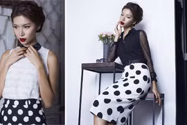 Giải bạc siêu mẫu Minh Tú kiêu kỳ với váy chấm bi