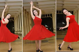 Thanh Thuý tạo dáng khiêu vũ chuyên nghiệp