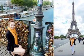 Hoa hậu Jennifer Chung dạo chơi ở Kinh đô ánh sáng