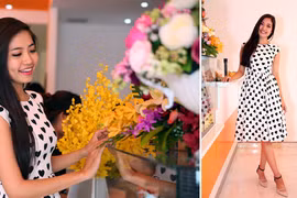 Hoa hậu biển Ninh Hoàng Ngân đẹp giản dị cùng váy xoè