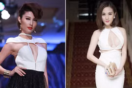 Diễm My 9x và hot girl Kelly diện váy xẻ ngực táo bạo đọ vòng 1 nóng bỏng