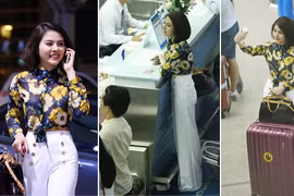 Vân Trang nổi bật ở sân bay làm thủ tục đi Pháp dự liên hoan phim