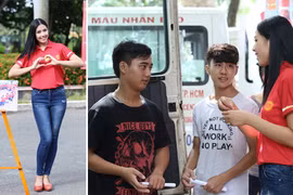 Hoa hậu Biển Nguyễn Thị Loan đi vận động hiến máu nhân đạo