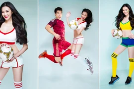 Khánh My nóng bỏng bên Trương Nam Thành cổ vũ World Cup