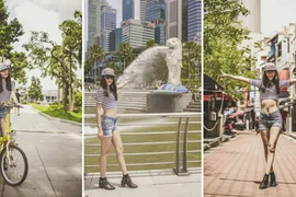 Trang “lạ” khoe vòng eo con kiến trên đường phố Singapore