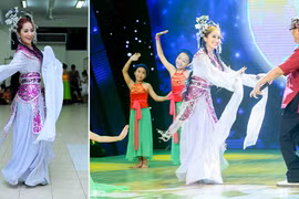 Khánh Thi hoá thân thành Hằng Nga xinh tươi bên chú Cuội Đại Nghĩa