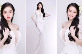 Á hậu Linh Chi diện váy xẻ sâu khoe vòng 1 trắng ngần