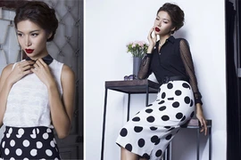 Giải bạc siêu mẫu Minh Tú kiêu kỳ với váy chấm bi