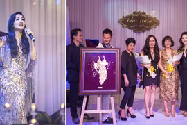 Hoa hậu Giáng My đấu giá bức tranh nghệ thuật làm từ vàng 24k