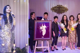 Hoa hậu Giáng My đấu giá bức tranh nghệ thuật làm từ vàng 24k