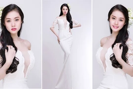 Á hậu Linh Chi diện váy xẻ sâu khoe vòng 1 trắng ngần