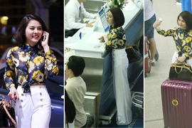 Vân Trang nổi bật ở sân bay làm thủ tục đi Pháp dự liên hoan phim