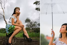 Người mẫu Xuân Thuỳ sành điệu bất chấp thời tiết