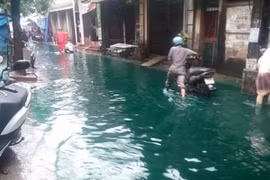 Rõ "thủ phạm" gây biến đổi màu nước ngập trên phố Tam Trinh