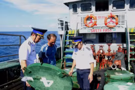 Cảnh sát biển bắt giữ tàu không thuyền trưởng, vận chuyển 50.000 lít dầu DO bất hợp pháp