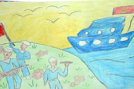 Tranh học sinh trường Dịch Vọng A “gửi các chiến sĩ canh giữ biển đảo quê hương”