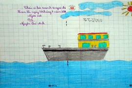 Tranh học sinh tiểu học Quốc tế Thăng Long “gửi các chiến sĩ canh giữ biển đảo quê hương”