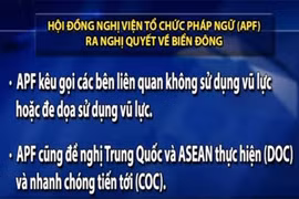 Hội đồng nghị viện Tổ chức Pháp ngữ (APF) ra Nghị quyết về biển Đông
