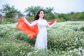 Mai Thu Huyền đẹp dịu dàng cùng cúc họa mi