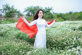 Mai Thu Huyền đẹp dịu dàng cùng cúc họa mi