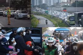 Hàng dài xe ùn ùn đổ về Thủ đô trên cao tốc Pháp Vân - Cầu Giẽ ngày đầu năm 2024