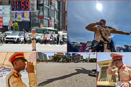 CSGT Hà Nội đội nắng nóng 45 độ bám chốt đảm bảo an toàn giao thông