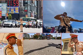 CSGT Hà Nội đội nắng nóng 45 độ bám chốt đảm bảo an toàn giao thông