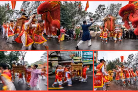 Độc đáo trai tráng làng hoa Hà Nội rước kiệu như bay trên phố trong ngày hội