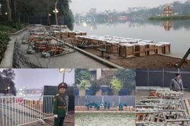 Cận cảnh trận địa pháo hoa tầm cao ở hồ Gươm trước giờ G chào năm mới 2025