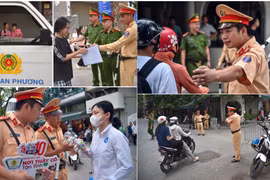 Hình ảnh đẹp của chiến sỹ Công an Hà Nội tiếp sức mùa thi