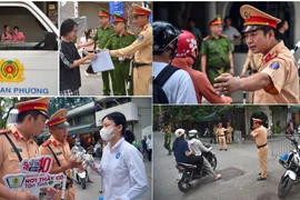 Hình ảnh đẹp của chiến sỹ Công an Hà Nội tiếp sức mùa thi