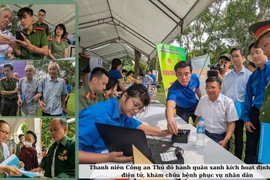 Thanh niên Công an Thủ đô về thôn, xã kích hoạt định danh điện tử, khám bệnh phục vụ nhân dân trong ngày hè nắng nóng