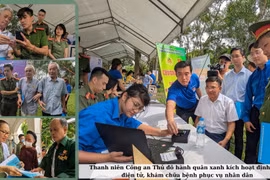 Thanh niên Công an Thủ đô về thôn, xã kích hoạt định danh điện tử, khám bệnh phục vụ nhân dân trong ngày hè nắng nóng