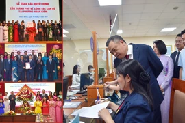 Chủ tịch Hà Nội trao quyết định cán bộ ở 3 phường, thăm hỏi người dân đến làm thủ tục hành chính