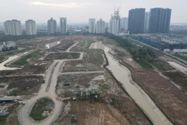 Nhìn từ flycam công viên 65ha đang hình thành giữa khu bất động sản đắt đỏ nhất nhì Thủ đô