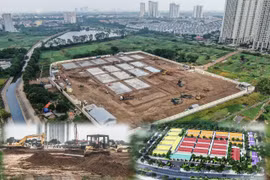 [Ảnh] Cận cảnh bệnh viện dã chiến điều trị bệnh nhân Covid-19 nặng đang được thần tốc xây dựng ở quận Hoàng Mai