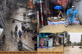 Lũ sông Hồng dâng cao, nhiều khu dân cư ven sông sát trung tâm Hà Nội ngập sâu 