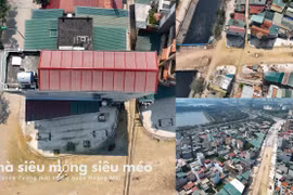 Nhìn từ flycam tuyến đường mới với loạt nhà "siêu mỏng, siêu méo" ở Hà Nội